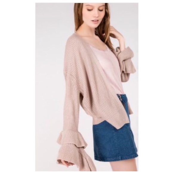 OPEN CARDIGAN WITH LONG RUFFLE SLEEVES - Picture 2 of 9